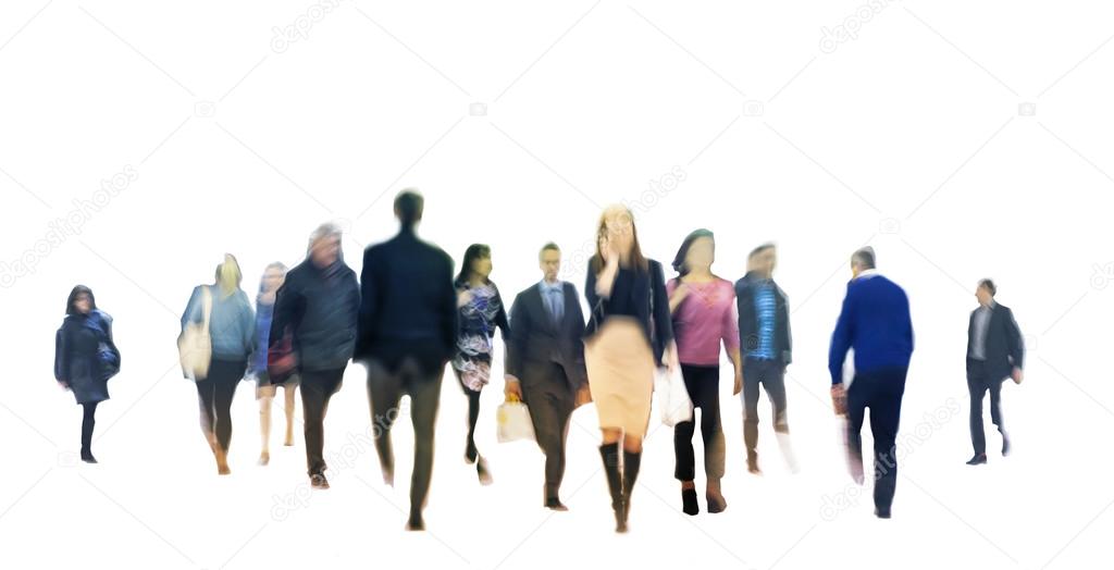 Walking people blur background, London