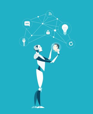 Bu illüstrasyon, insan bacakları ve kollarının hareketliliğini ve gücünü geri getirmek için gelişmiş robotik yedek parçaların yer değiştirdiği veya geliştirdiği robotik ve tıbbın birleşimini temsil etmektedir. Sağlık hizmetlerindeki teknolojik ilerlemeyi sembolize eder.