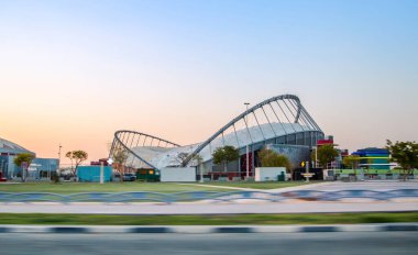 Katar, Doha - 8 Eylül 2025: Hotel Torch ve Halife Uluslararası Stadyumu