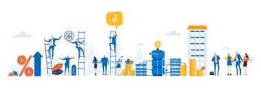 Küresel banka veri sunucusu, para, işlem ve güvenlik konsepti çizimi