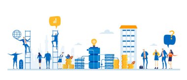 Küresel banka veri sunucusu, para, işlem ve güvenlik konsepti çizimi