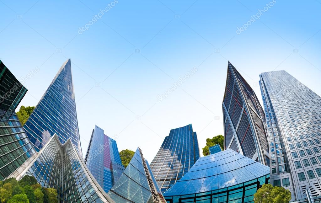 Architectural composition made of corporative buildings. Abstract business background