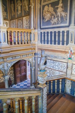 SUSSEX, UK - APRIL 11, 2015: Sevenoaks Old english mansion interior. Painted stairs