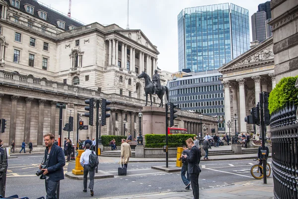 İngiltere Merkez Bankası meydanı, Londra, İngiltere — Stok fotoğraf