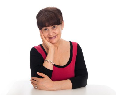 Yaşlı iyi görünümlü kadın portresi. Üst düzey yaşam tarzı kavramı