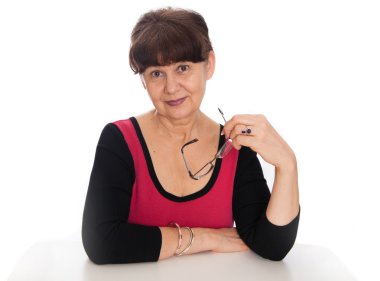 Yaşlı iyi görünümlü kadın portresi. Üst düzey yaşam tarzı kavramı