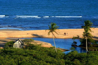Porto seguro, Bahia / Brezilya - 9 Haziran 2007: Bahia 'nın güneyindeki Porto Seguro şehrindeki Trancoso bölgesinin manzarası