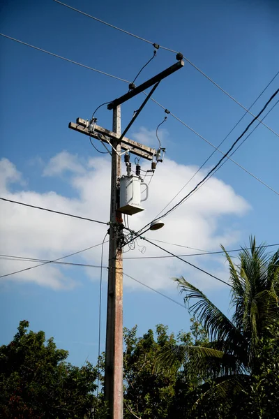 Mata Sao Joao Bahia Brasilien Oktober 2020 Stromtransformator Einem Mast — Stockfoto