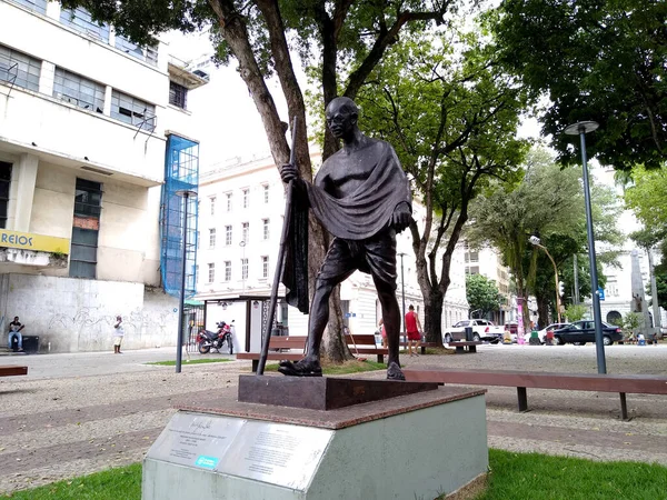 Сальвадор Баия Бразилия Ноября 2020 Года Скульптура Махатмы Ганди Видна — стоковое фото