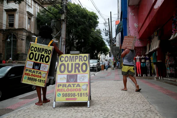 Salvador Bahia Brasil Novembro 2020 Comprador Ouro Visto Rua Centro — Fotografia de Stock