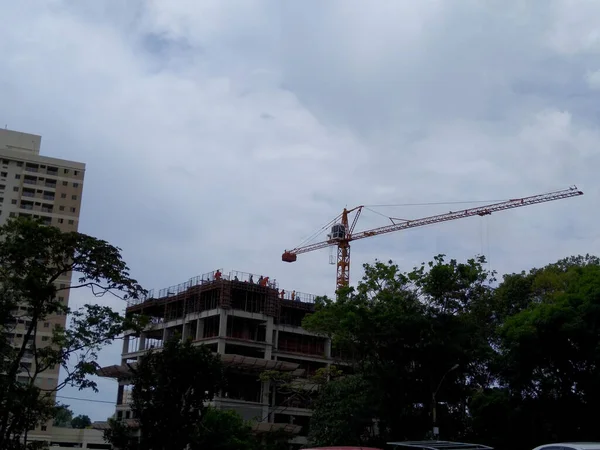 Salvador Bahia Brasilien November 2020 Arbeiter Arbeiten Bau Eines Wohnhauses — Stockfoto