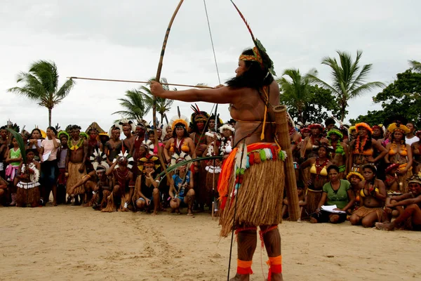 Santa Cruz Cabralia Bahia Brasil Abril 2009 Índios Pataxo São — Fotografia de Stock