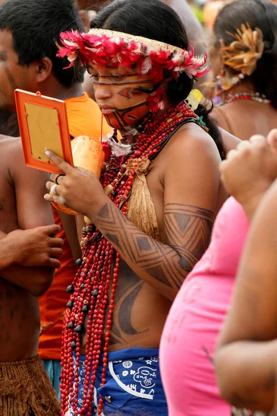 Santa Cruz Cabralia Bahia Brazil April 2009 Indians Pataxo Ethnicity — Stock Photo, Image