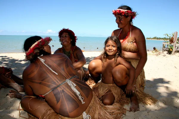 Санта Крус Кабралия Баия Бразилия Апреля 2008 Индейцы Патаксо Встречаются — стоковое фото
