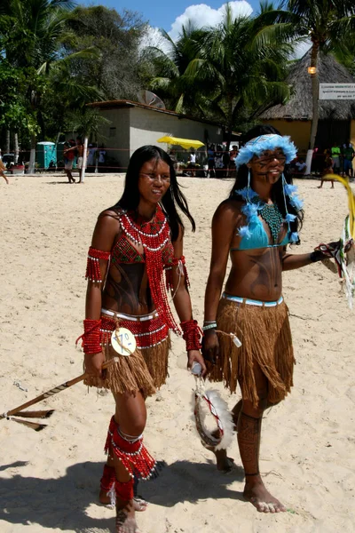 Santa Cruz Cabralia Bahia Brasil Abril 2008 Índios Pataxo São — Fotografia de Stock