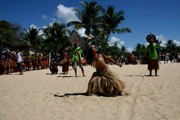 Santa Cruz Cabralia Bahia Braziliaans April 2009 Pataxo Indianen Zijn — Stockfoto