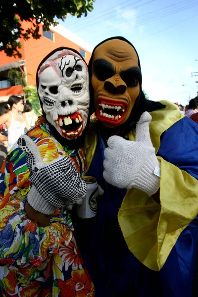 Ilheus Bahia Brazil Februari 2012 Människor Ses Bära Masker Karnevalen — Stockfoto