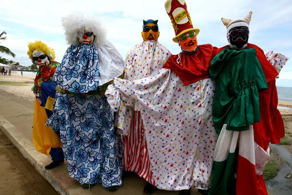 Itacare Bahia Brazil Februari 2012 Människor Ses Bära Masker Karnevalen — Stockfoto