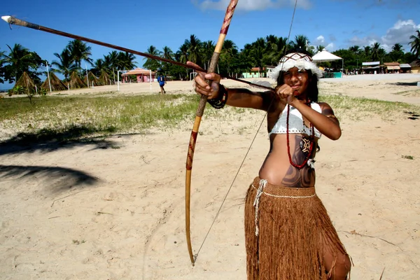 Santa Cruz Cabralia Bahia Brasil Abril 2009 Indios Pataxo Son — Foto de Stock