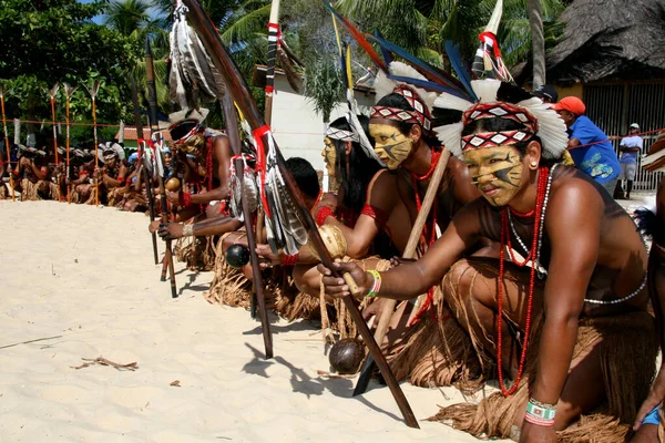 Santa Cruz Cabralia Bahia Brazil April 2009 Pataxo Indians Seen — 스톡 사진