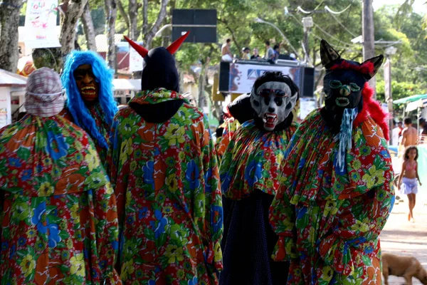 Itacare Bahia Brazil Februari 2012 Människor Ses Bära Masker Karnevalen — Stockfoto