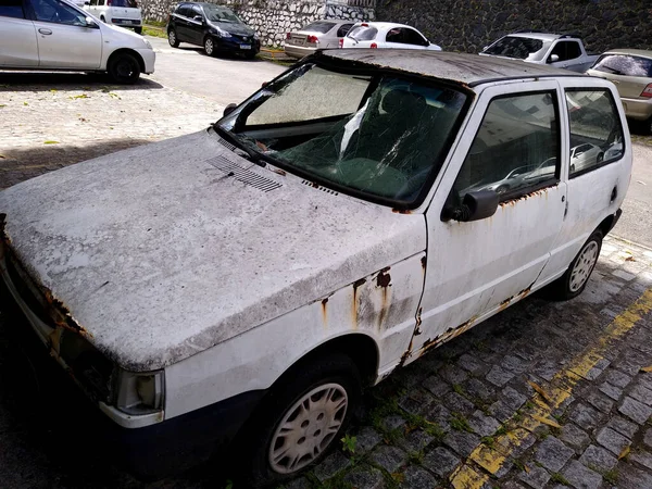 Salvador Bahia Brazil Września 2020 Porzucony Całkowicie Zniszczony Pojazd Widziany — Zdjęcie stockowe
