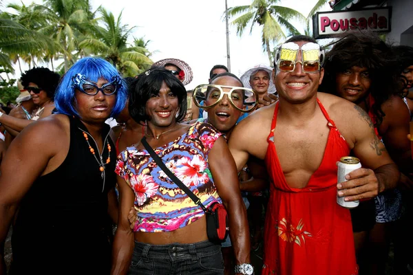 Camamu Bahia Brasil Fevereiro 2012 Homens Vestidos Mulher Participam Festa — Fotografia de Stock