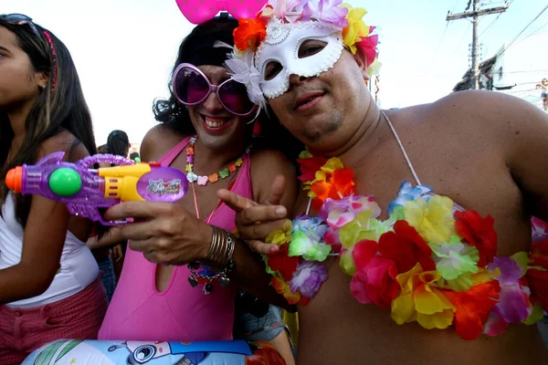 Ilheus Bahia Brazil February 2012 Carnival Block Composed Men Dressed — Stock Photo, Image