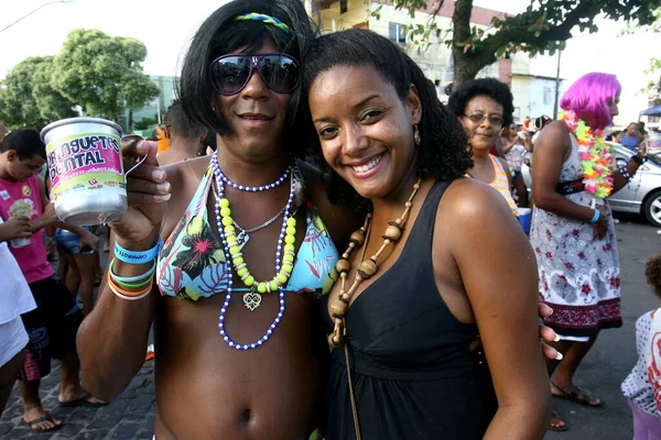 Ilheus Bahia Brasil Fevereiro 2012 Bloco Carnavalesco Composto Por Homens — Fotografia de Stock