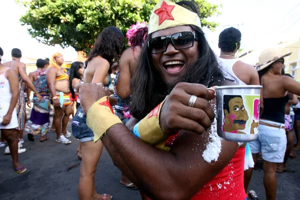 Ilheus Bahia Brasil Fevereiro 2012 Bloco Carnavalesco Composto Por Homens — Fotografia de Stock