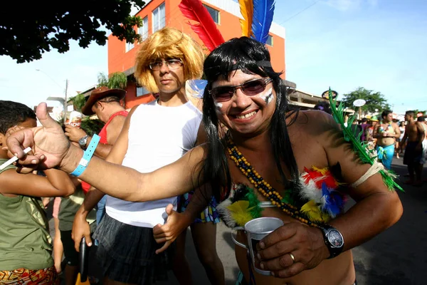 Ilheus Bahia Brasil Fevereiro 2012 Bloco Carnavalesco Composto Por Homens — Fotografia de Stock