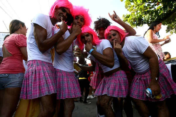 Ilheus Bahia Brasil Fevereiro 2012 Bloco Carnavalesco Composto Por Homens — Fotografia de Stock