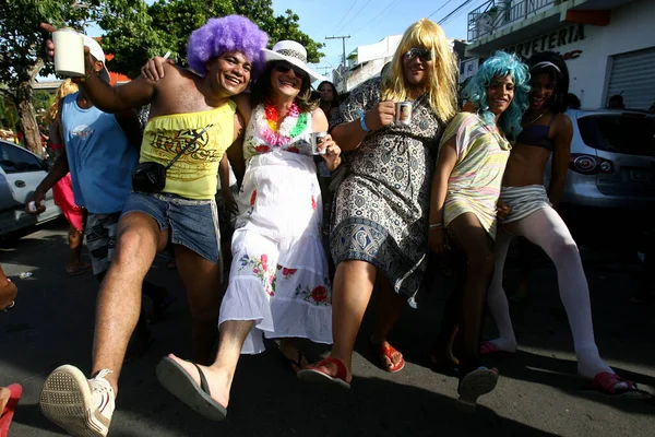 Ilheus Bahia Brazil Februari 2012 Karnevalsblock Bestående Män Klädda Som — Stockfoto