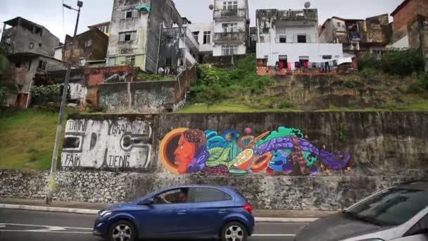 Salvador Bahia Brasil Dezembro 2020 Circulação Veículos Vias Públicas Cidade — Vídeo de Stock