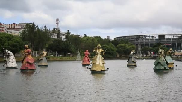 Salvador Bahia Brazil December 2020 Скульптура Orxias Священна Сутність Кандобельному — стокове відео