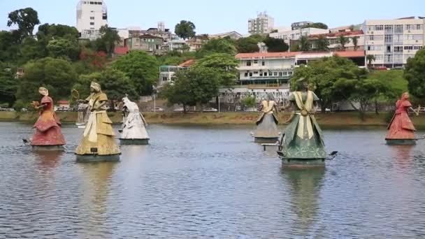 Salvador Bahia Brasil Dezembro 2020 Escultura Orxias Entidade Sagrada Região — Vídeo de Stock