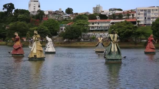 Salvador Bahia Brasil Dezembro 2020 Escultura Orxias Entidade Sagrada Região — Vídeo de Stock