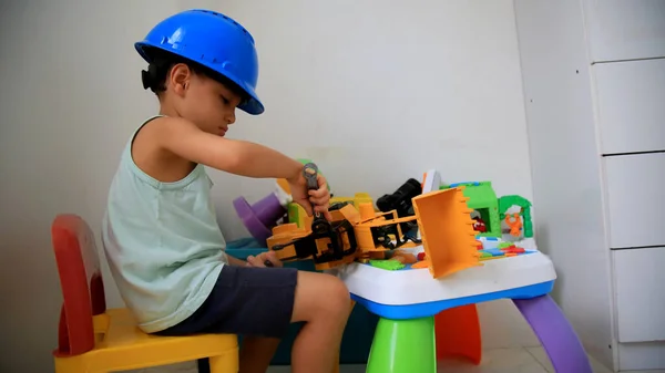 Salvador Bahia Brzil Diciembre 2020 Niño Con Casco Jugando Con — Foto de Stock