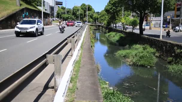 Salvador Bahia Brasilien Dezember 2020 Offener Abwasserkanal Der Region Lucaia — Stockvideo