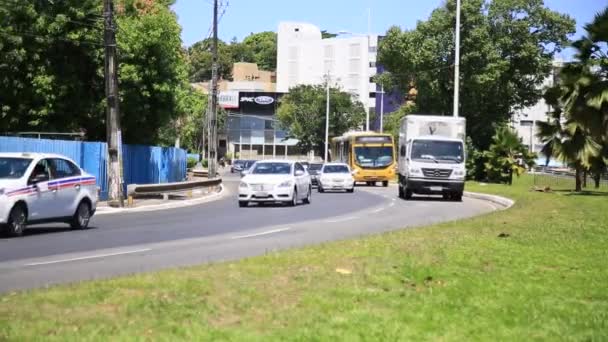 Salvador Bahia Brazil December 2020 Переміщення Автомобілів Громадських Дорогах Місті — стокове відео