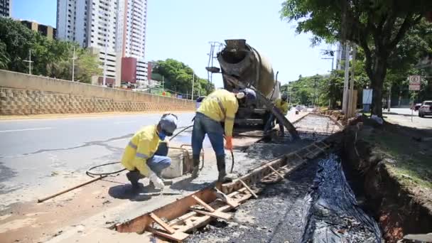 Salvador Bahia Brésil Décembre 2020 Construction Une Voie Publique Sur — Video