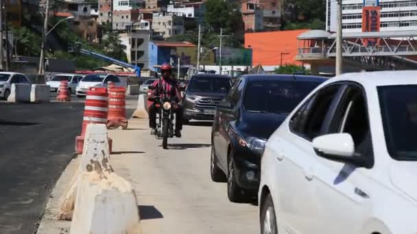 Salvador Bahia Brazil Δεκεμβρίου 2020 Κατασκευή Ενός Δημόσιου Δρόμου Στην — Αρχείο Βίντεο
