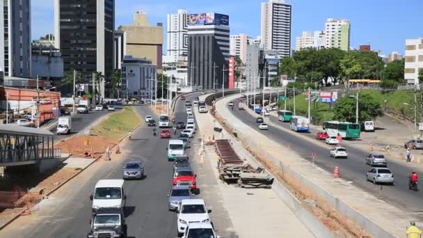 Salvador Bahia Brazylia Grudnia 2020 Budowa Drogi Publicznej Avenida Acm — Wideo stockowe