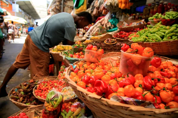 Сальвадор Баия Бразилия Декабря 2020 Года Торговля Перцем Овощами Ярмарке — стоковое фото
