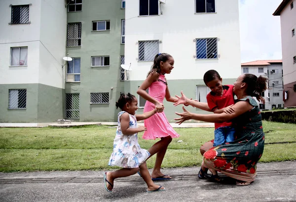 Mata Sao Joao Bahia Brazil October 2020 Mother Her Three — стоковое фото