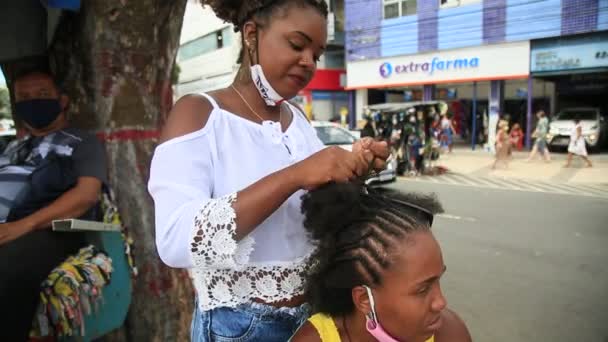 Salvador Bahia Brasile Dicembre 2020 Giovane Uomo Visto Fare Afro — Video Stock