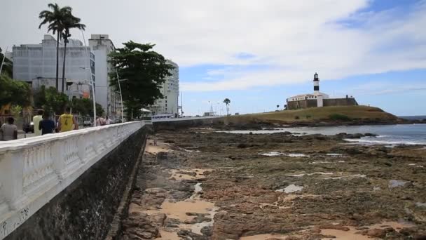 2012年12月14日 萨尔瓦多市圣安东尼奥要塞 Farol Barra 的景观 — 图库视频影像