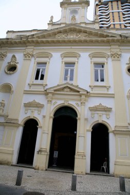 Salvador, Bahia, Brezilya - 14 Aralık 2020: Salvador 'daki Nossa Senhora da Vitoria Kilisesi manzarası.