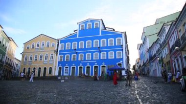 Salvador, Bahia, Brezilya - 16 Aralık 2020: Salvador Tarih Merkezi 'nde Largo do Pelourinho' dan görüntü.