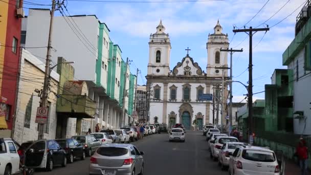 Salvador Bahia Brazília December 2020 Kilátás Plébánia Santissimo Sacramento Sant — Stock videók